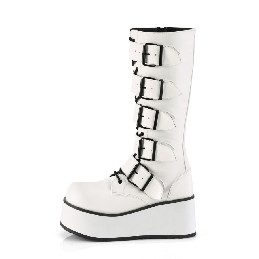 Trashville-518 Demonia White Vegan Leather
