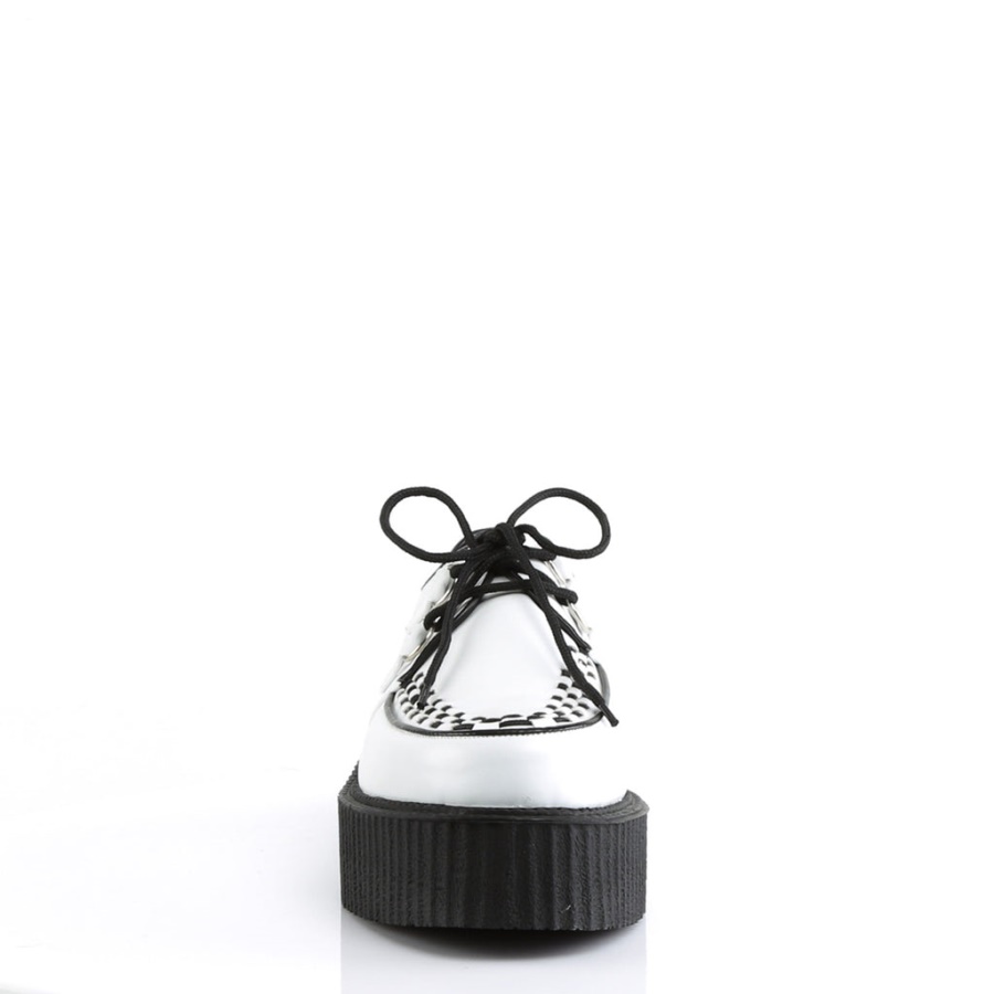 V-Creeper-502 White Vegan Leather Demonia