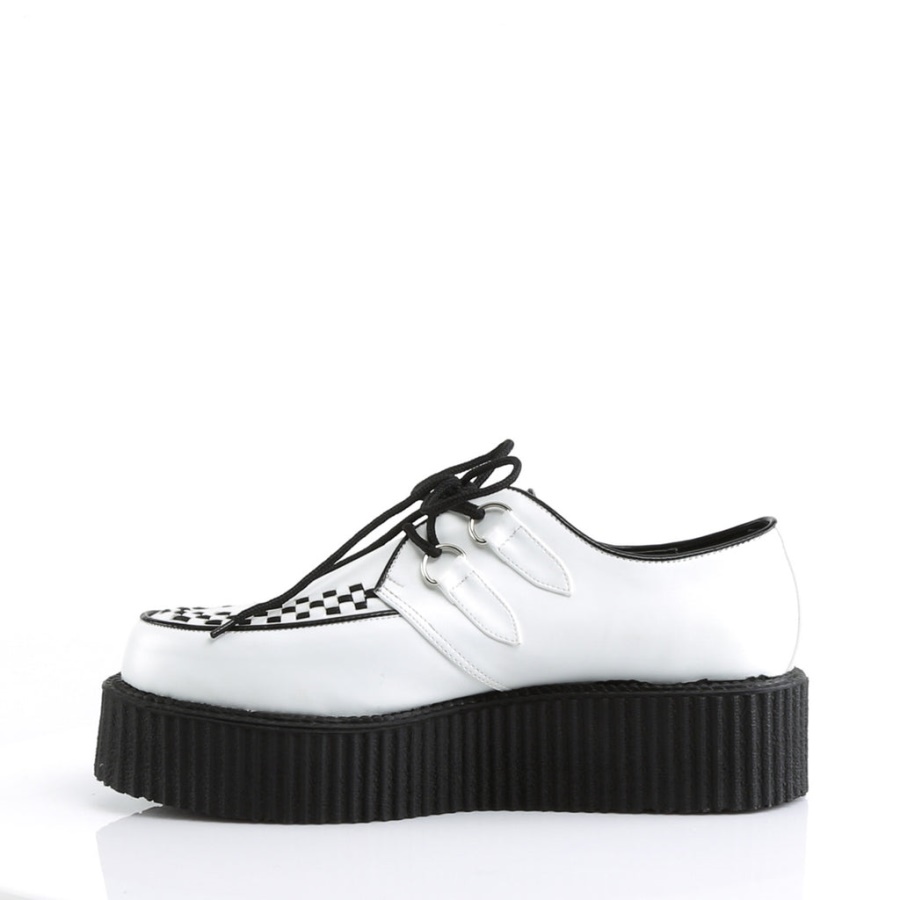 V-Creeper-502 White Vegan Leather Demonia