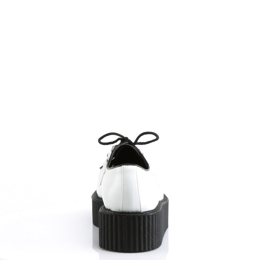 V-Creeper-502 White Vegan Leather Demonia