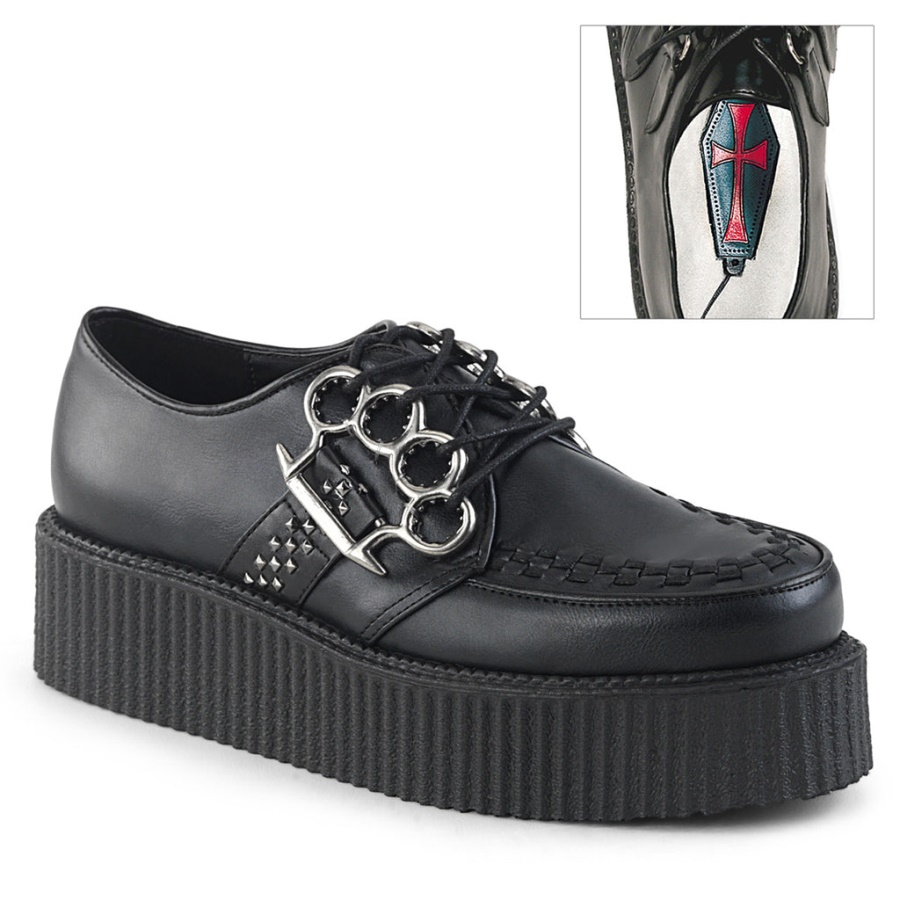 V-Creeper-516 Black Vegan Leather Demonia