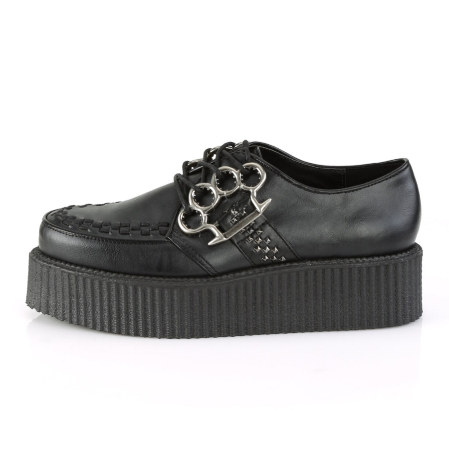 V-Creeper-516 Black Vegan Leather Demonia