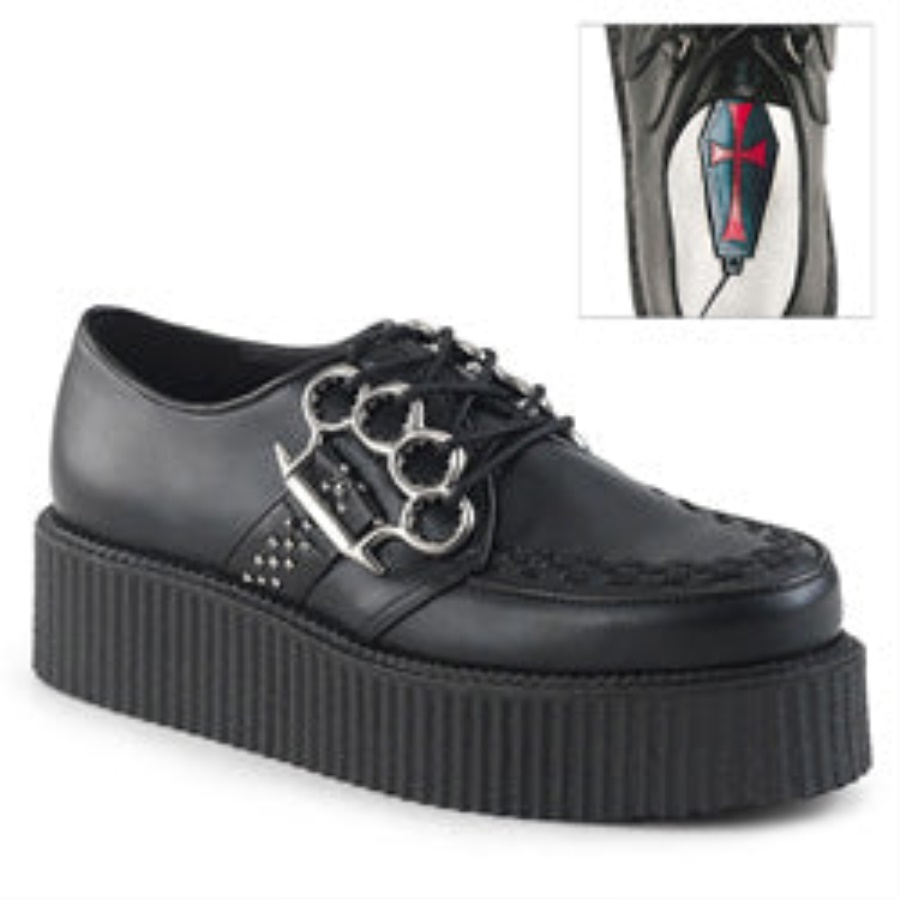 V-Creeper-516 Black Vegan Leather Demonia
