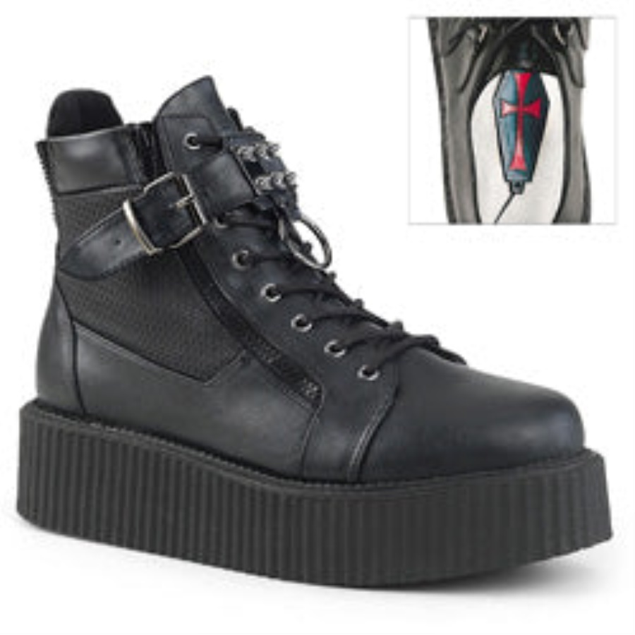 V-Creeper-566 Demonia Black Vegan Leather