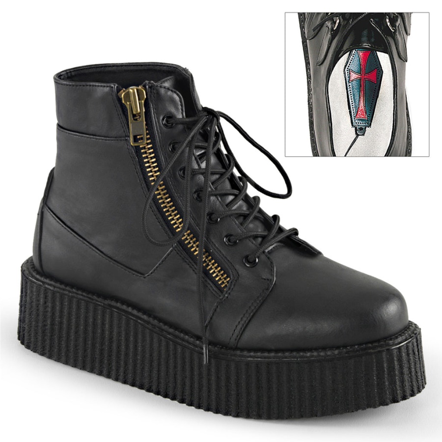 V-Creeper-571 Black Vegan Leather Demonia