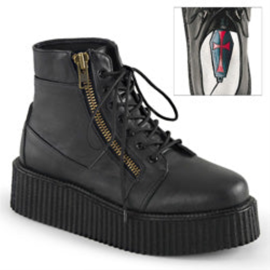 V-Creeper-571 Black Vegan Leather Demonia