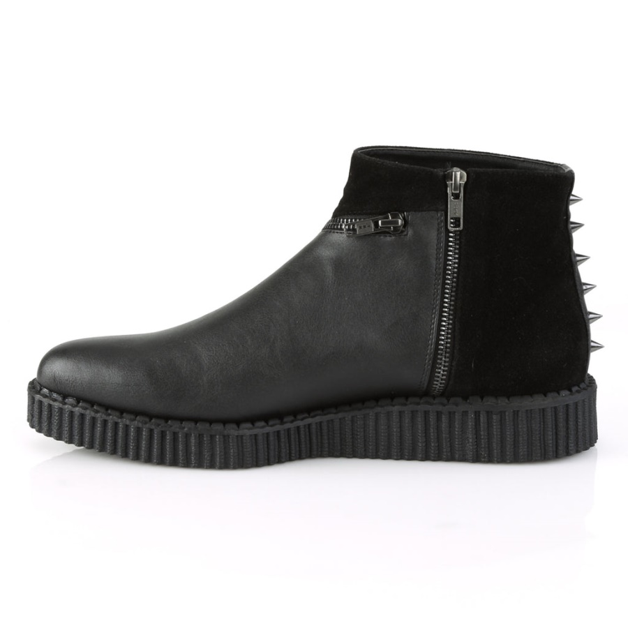 V-Creeper-750 Black Vegan Leather-Microfiber Demonia