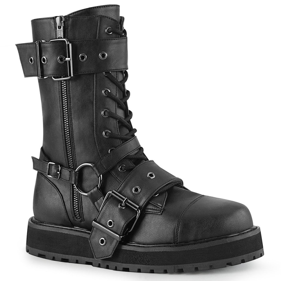 Valor-220 Black Vegan Leather Demonia
