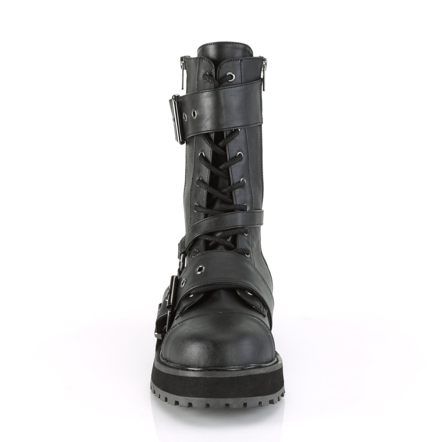 Valor-220 Black Vegan Leather Demonia