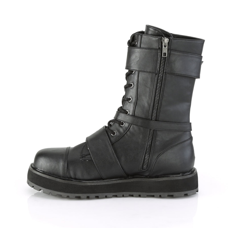 Valor-220 Black Vegan Leather Demonia
