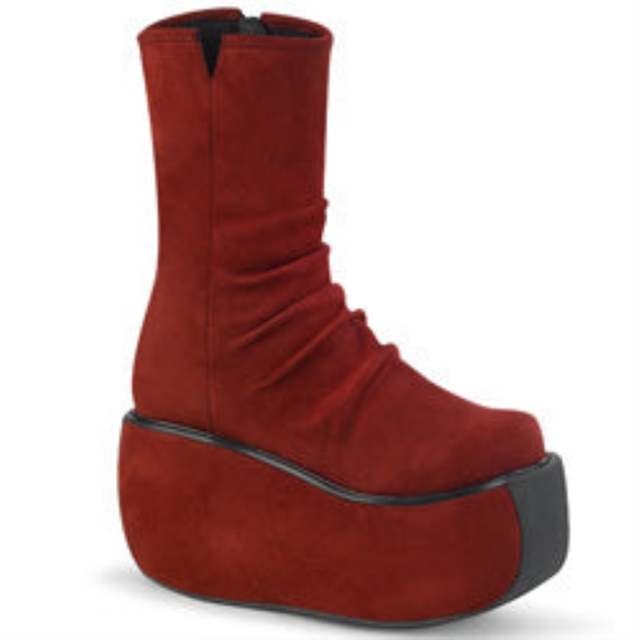 Violet-100 Demonia Burgundy Faux Suede