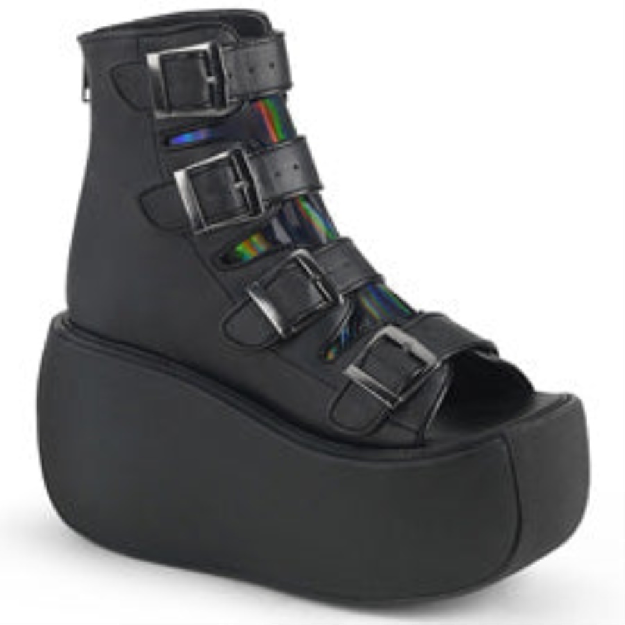 Violet-150 Demonia Black Vegan Leather-Hologram