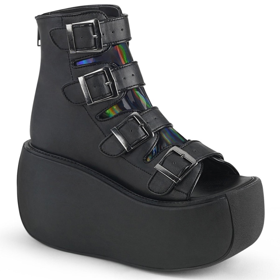 Violet-150 Demonia Black Vegan Leather-Hologram