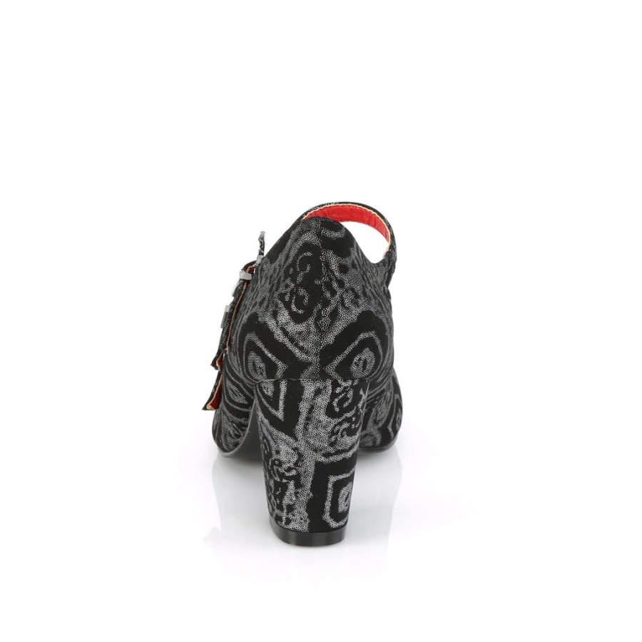 Vivika-38 Demonia Silver Faux Nubuck Leather