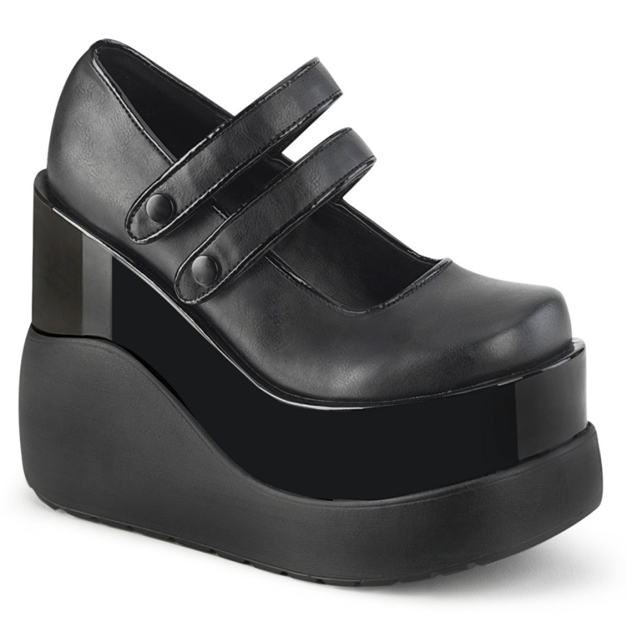 Void-37 Black Vegan Leather-Patent Demonia