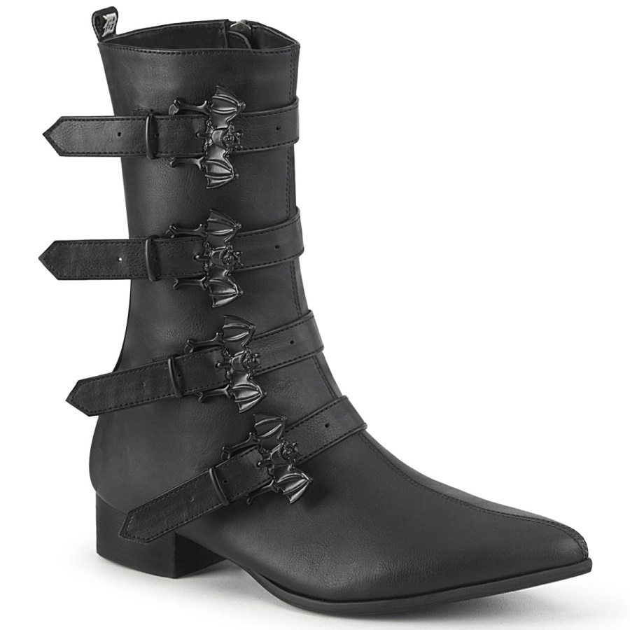 Warlock-110-B Demonia Black Vegan Leather