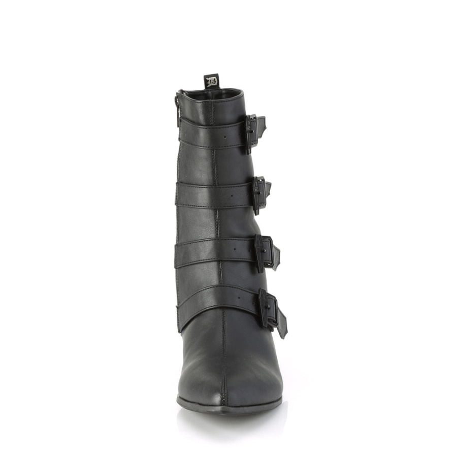 Warlock-110-C Black Vegan Leather Demonia