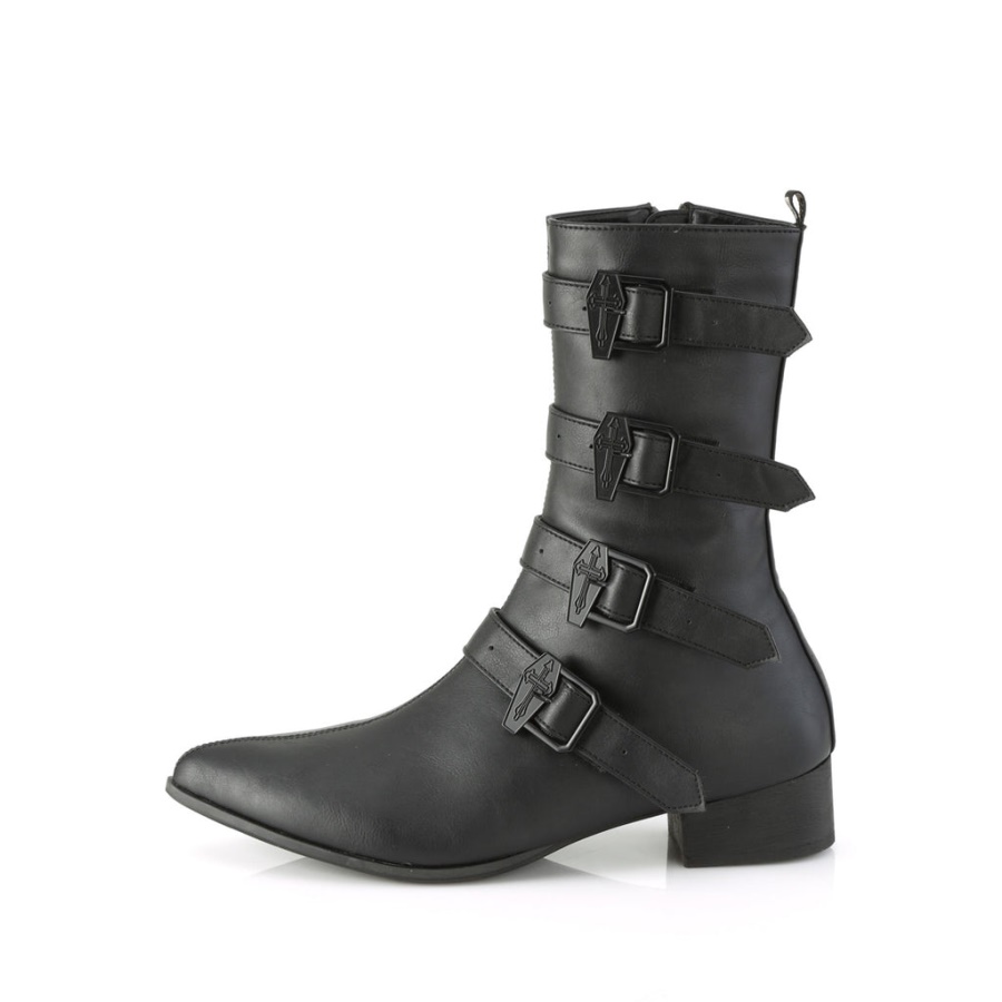 Warlock-110-C Black Vegan Leather Demonia