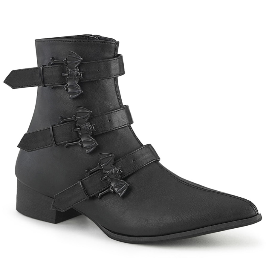 Warlock-50-B Demonia Black Vegan Leather