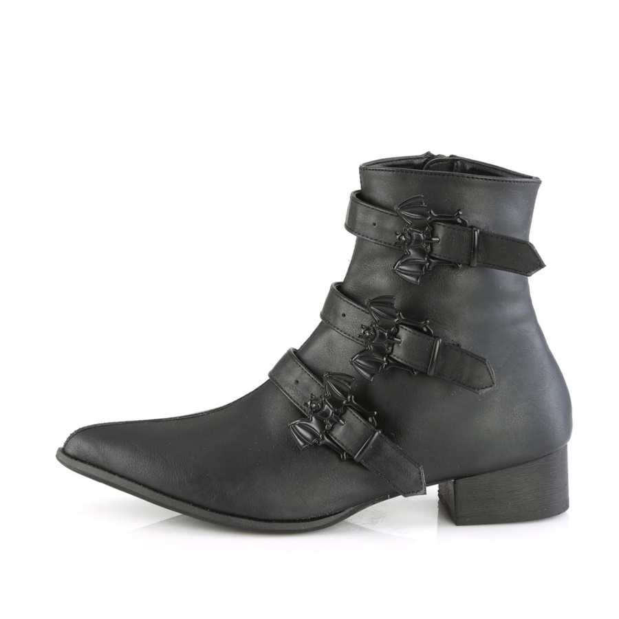 Warlock-50-B Demonia Black Vegan Leather