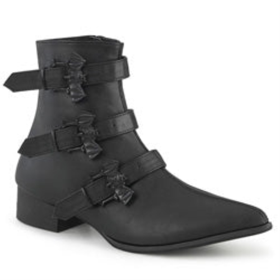 Warlock-50-B Demonia Black Vegan Leather