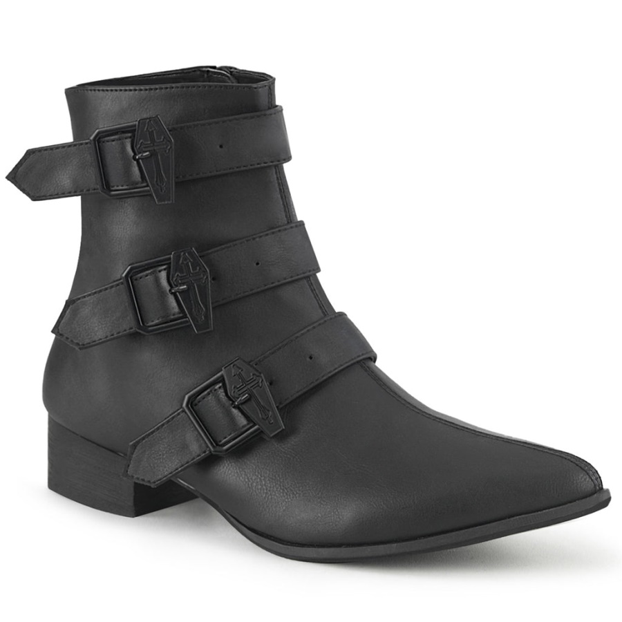 Warlock-50-C Black Vegan Leather Demonia