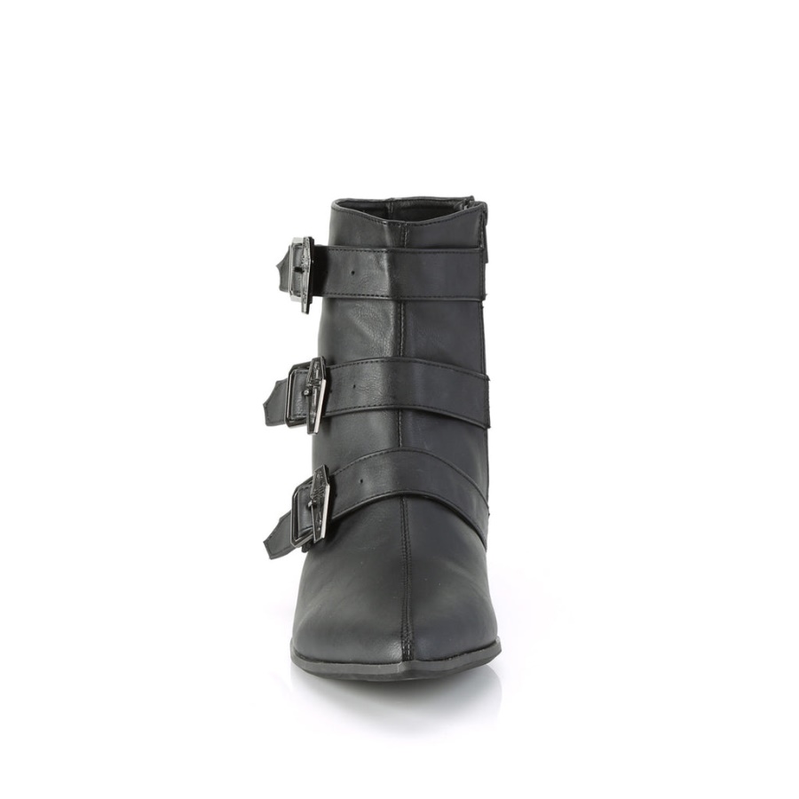 Warlock-50-C Black Vegan Leather Demonia