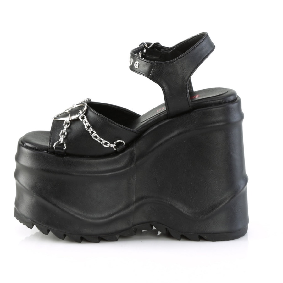 Wave-09 Demonia Black Vegan Leather