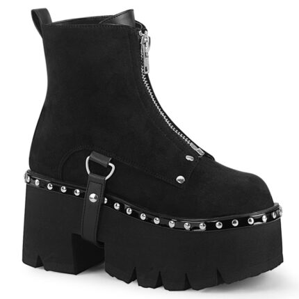 Ashes-100 Black Vegan Suede Demonia