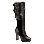 Crypto-302 Demonia Black Vegan Leather-Microfiber