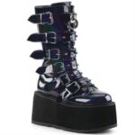 Damned-225 Black Hologram Vegan Leather Demonia - Image 6
