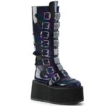 Damned-318 Black Hologram Vegan Leather Demonia