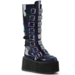 Damned-318 Black Hologram Vegan Leather Demonia - Image 6