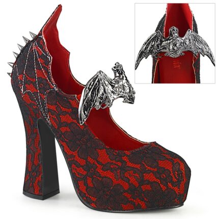Demon-18 Demonia Red Satin-Black Lace