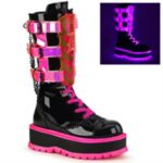 Demonia Black Patent-U V Neon Pink Slacker-156 - Image 6