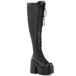 Demonia Black Stretch Vegan Leather Camel-300Wc