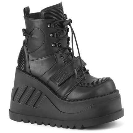 Demonia Black Vegan Leather Stomp-13