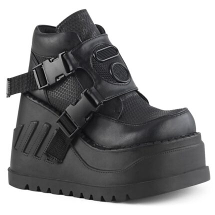 Demonia Black Vegan Leather Stomp-15