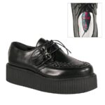 Demonia Black Vegan Leather V-Creeper-502 - Image 7