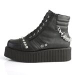 Demonia Black Vegan Leather V-Creeper-565 - Image 4