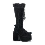 Demonia Black Vegan Suede Camel-311