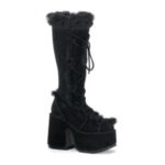 Demonia Black Vegan Suede Camel-311 - Image 6