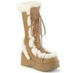 Demonia Camel Vegan Suede Cubby-311