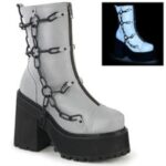 Demonia Gray Reflective Vegan Leather Assault-66 - Image 6
