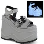 Demonia Gray Reflective Vegan Leather Wave-13 - Image 6