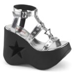 Demonia Silver Metallic Vegan Leather Dynamite-12