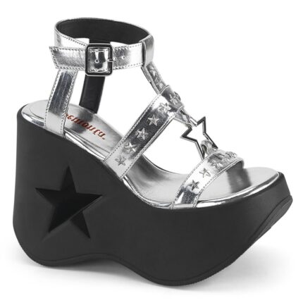 Demonia Silver Metallic Vegan Leather Dynamite-12