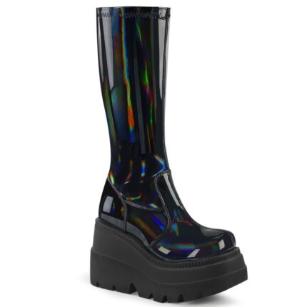 Demonia Stretch Black Patent Holo Shaker-65