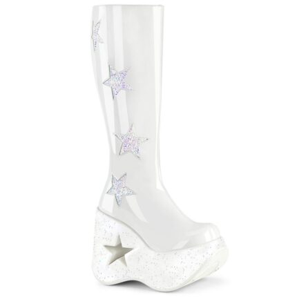 Demonia White Patent-White Multi Glitter Dynamite-218