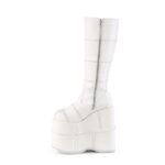 Demonia White Vegan Leather Stack-301 - Image 4